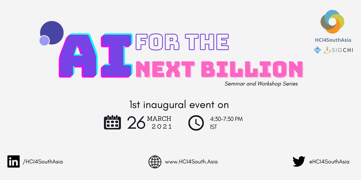 helloUXWhale's tweet photo. Join us online on Spiral calendar pad Mar 26th for “AI for the Next Billion” seminar - to ask uncomfortable &amp; crucial questions. 

Sign up -> https://t.co/KUj6LbBOdA

More details at https://t.co/W6bhQa9Ddd

#AI  #AI4NB #HCI4SA #HCI4SouthAsia #SIGCHI https://t.co/Q5xN6NpnLM