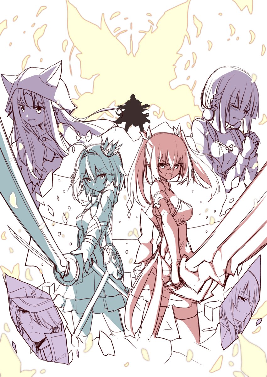 mahcdai's tweet photo. コミカライズ版りそむす宣伝イラスト1巻～４巻纏め
各巻の内容をイメージしたものにしております https://t.co/oitec61rch