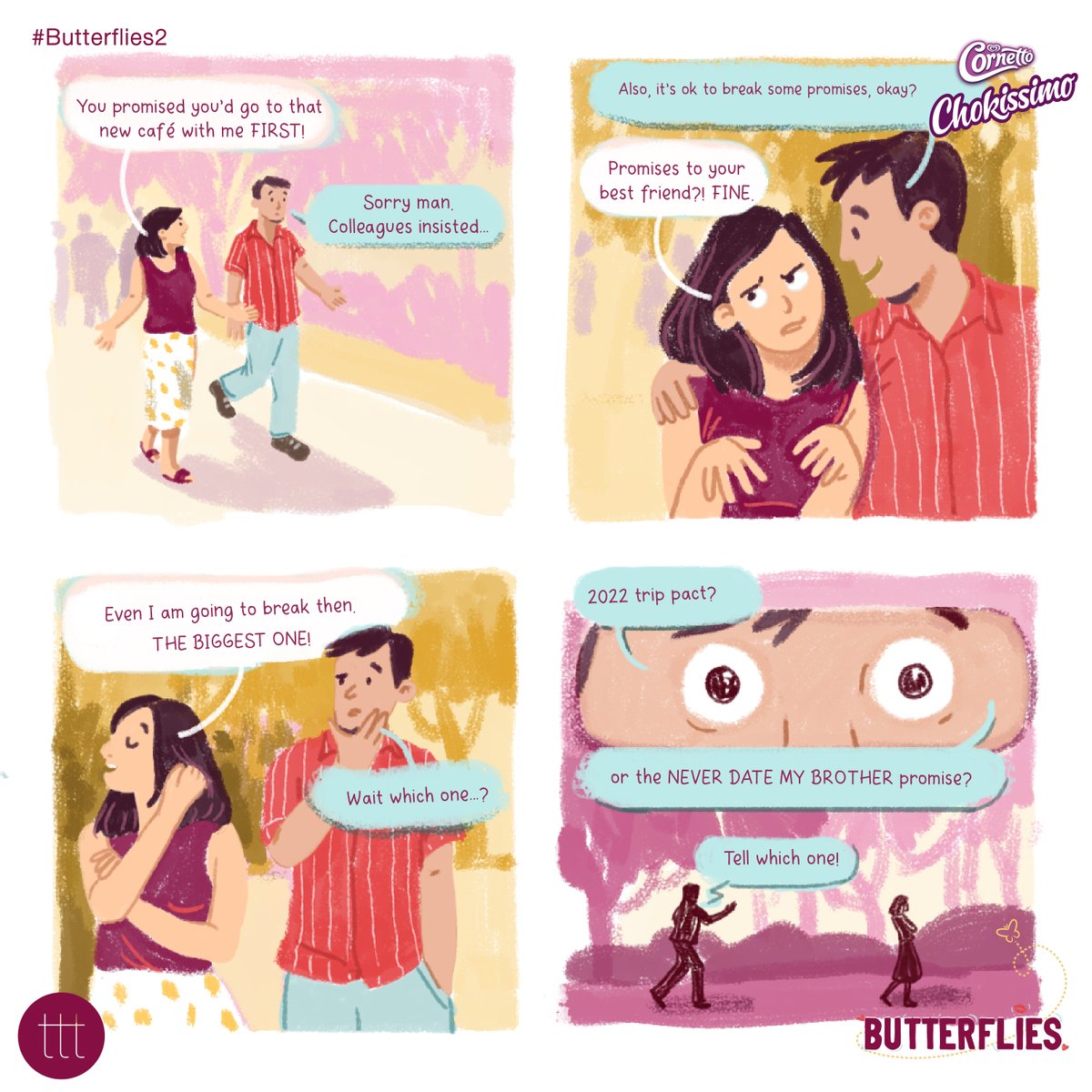 terriblytiny's tweet photo. Who’s that friend who you’ve made too many promises to?

Meet Kartik &amp; Radhika — two best friends who made one important promise. But one of them forgot about it…

Watch Butterflies episode 1, out now - https://t.co/3qRUfFLXb8

xoxo, Cornetto Chokissimo &amp; TTT

#Butterflies2 https://t.co/nrTZOs8uMc