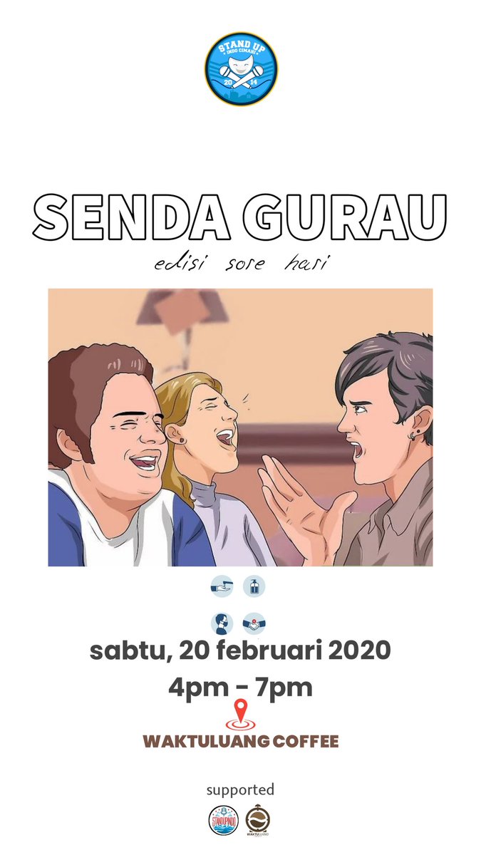 Week end kamu gabut? Ini saatnya kamu nontonin acara komedi secara langsung tanpa berbayar (kecuali jajan). Datang ya sore ini ke SENDA GURAU, open mic standupindocmh. Tempatnya di waktuluangcoffee pukul 4 sore

#cimahi #komedi
