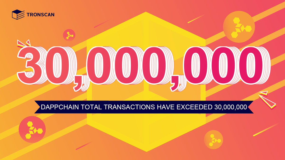 TRONSCAN_ORG's tweet photo. Congratulations on #SUN Network #Dappchain total transactions on #TRON exceeded 30M, reaching 34,065,263!🎉🎉🎉 https://t.co/9U9amGWucC