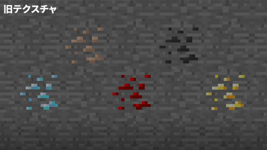 砂利馬 En Twitter 鉱石類のテクスチャの変更 先日もツイートした通り 一部鉱石類のテクスチャが大幅に変更されました 色ではなく 見た目で判断できるようにするためです なお Minecraftの象徴ともいえるダイヤモンド鉱石に関しては そのままの見た目を維持