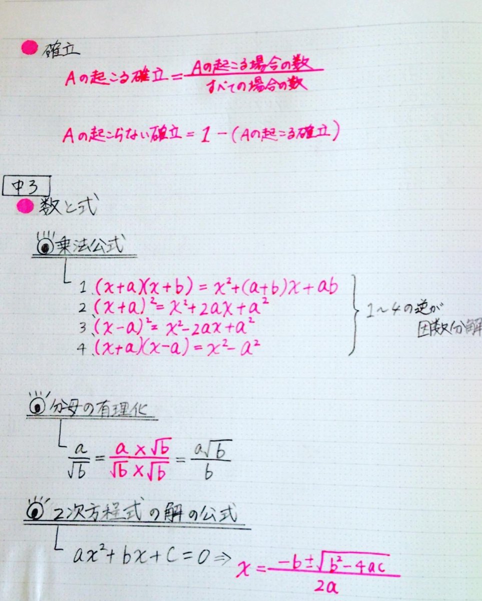 Clear 勉強ノートまとめ Twitter પર 私も数学苦手克服は 公式の暗記からでした Daisyさんのノート 夏まとめ 数学 要点まとめ 中1 中3の途中まで めちゃめちゃ綺麗なノートで参考になります 定期的に見返して覚えちゃいましょう 勉強垢さんと一緒に Clear 勉強ノートまとめ Twitter પર 私も数学苦手克服は 公式の暗記からでした Daisyさんのノート 夏まとめ 数学 要点まとめ 中1 中3の途中まで めちゃめちゃ綺麗なノートで参考になります 定期的に見返して覚えちゃいましょう 勉強垢さんと一緒に