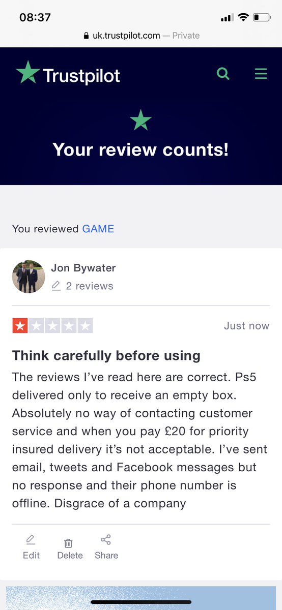JonBywaterUX's tweet photo. @gamedigital @gamehelps unacceptable service from what should be a reputable company https://t.co/DMtuj1HvsT