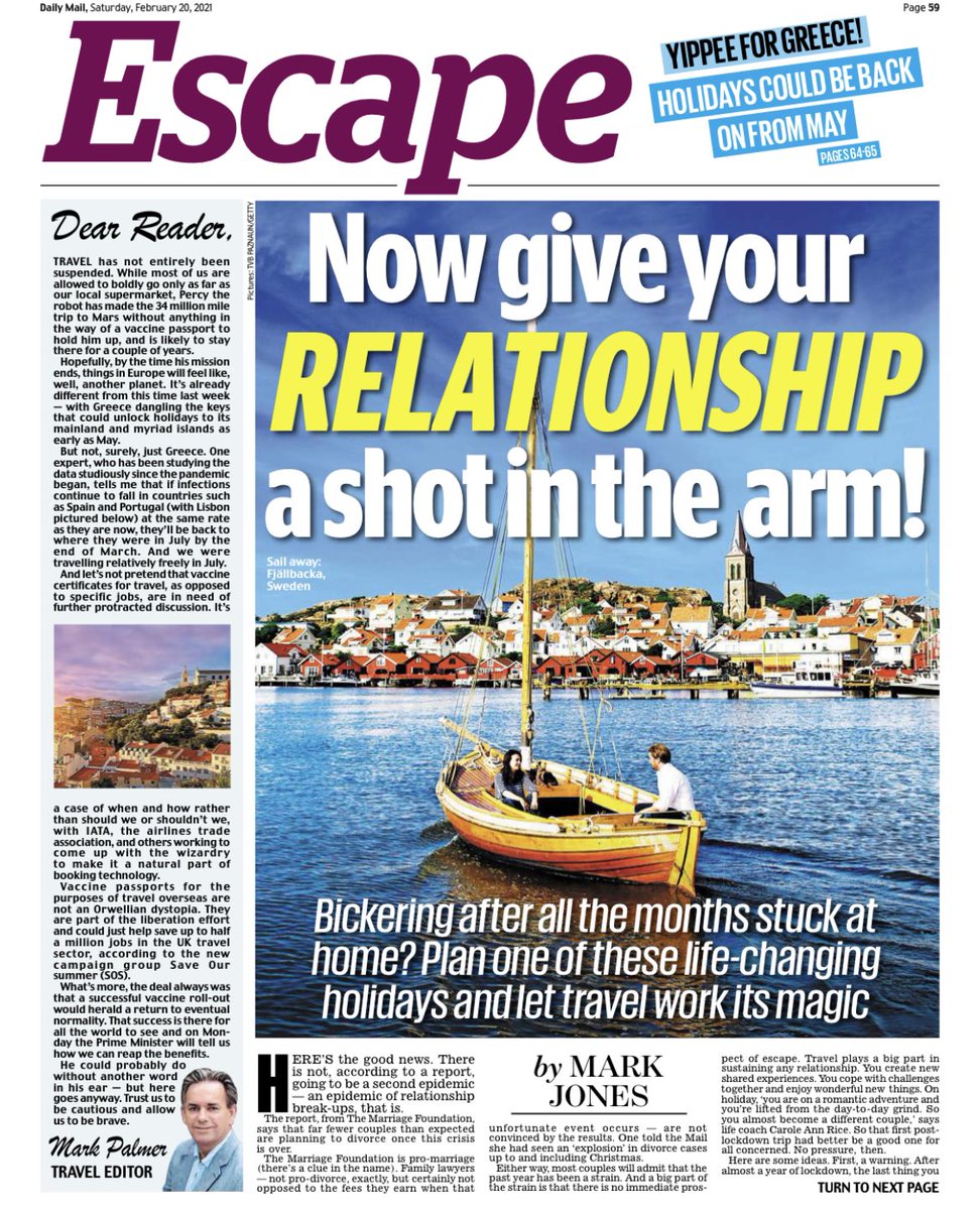 Vaccine passports and <a href="/BorisJohnson/">Boris Johnson</a> opening up travel responsibly and safely in May could save half a million jobs. #SaveOurSummer <a href="/DailyMailUK/">Mail+</a>