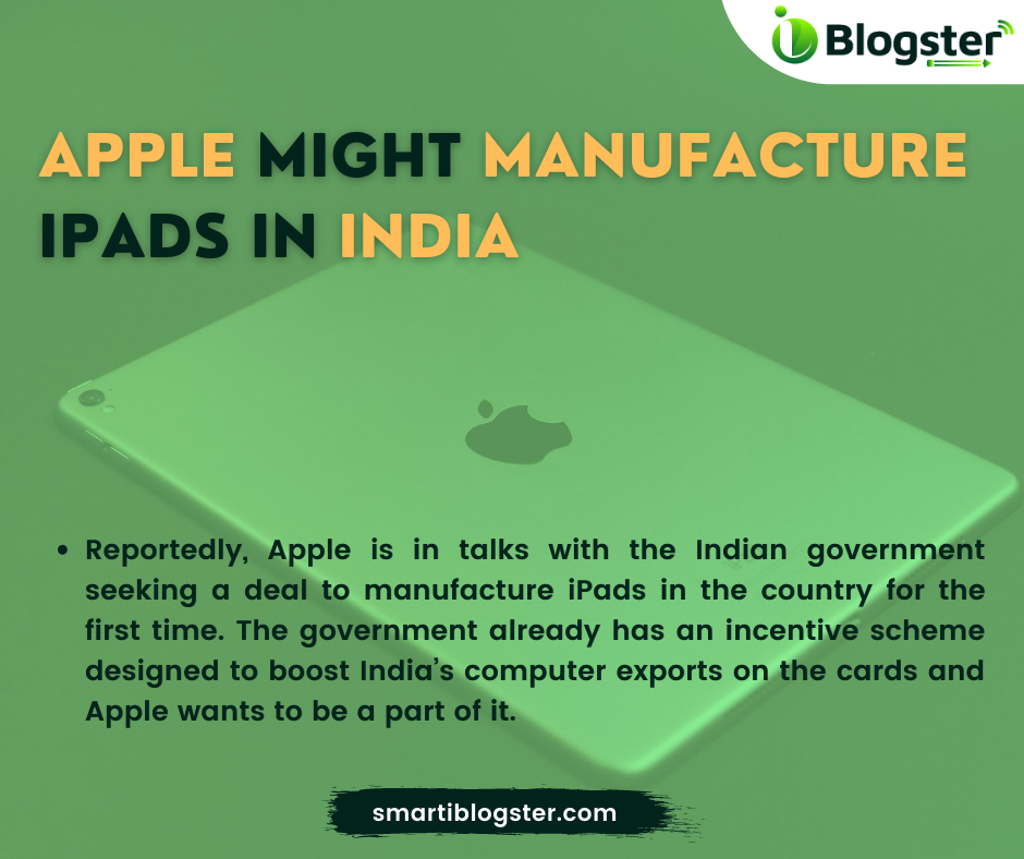 iBlogster's tweet photo. ➡️@Apple might manufacture iPads in #India
#Apple #AppleOriginals #ipadpro2021 #ipadpro #iPadmini #Trending #TrendingNow #TrendingNews #news #NewsAlert #NewsUpdate #businessnews #business #mygovuc #Government #IndiaTogether #iblogster #smartiblogster #manufacturing #Products https://t.co/OOKNMF2dbC