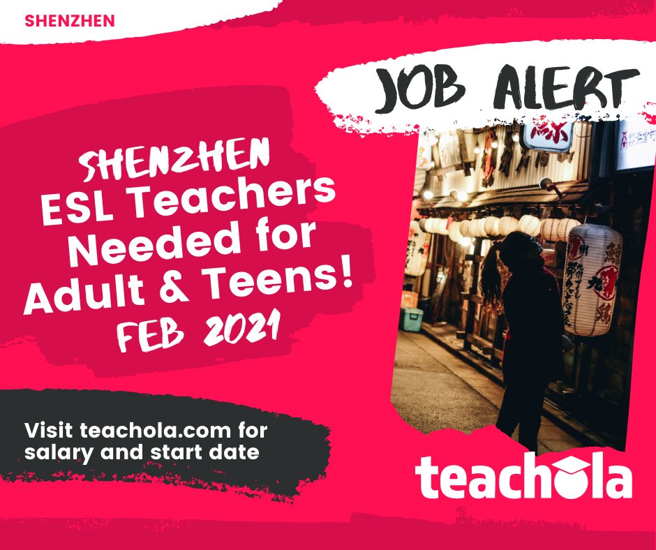 teacholagroup's tweet photo. Teach #ESL to adults and teens at a high-end training centre in #Shenzhen 😍
Positions available each month 👍🏼 Competitive salary and benefits! Apply now At https://t.co/oEeWzVSn2J https://t.co/QxBg6B7Vsb