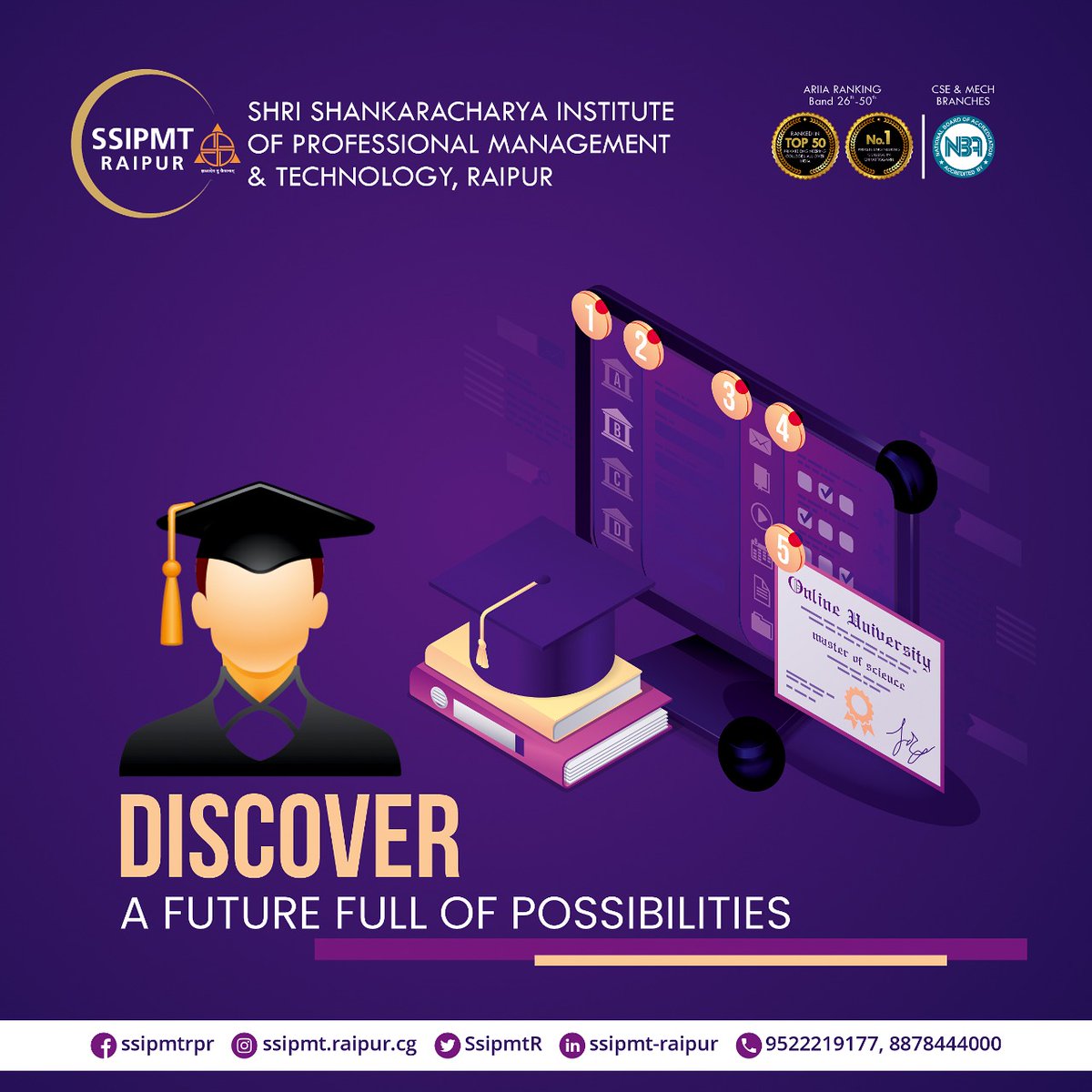 SsipmtR's tweet image. Discover a future full of possibilities with SSIPMT
#NextGenEngineering 

#GreatOpportunities #Career #RightGuidance #Education #Learning #PracticalLearning #Engineering #MBA #BestInstitute #SSIPMTRaipur #Raipur