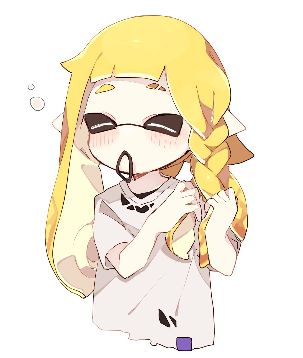 inkling ,inkling girl 1girl braid solo blonde hair long hair closed eyes tentacle hair  illustration images