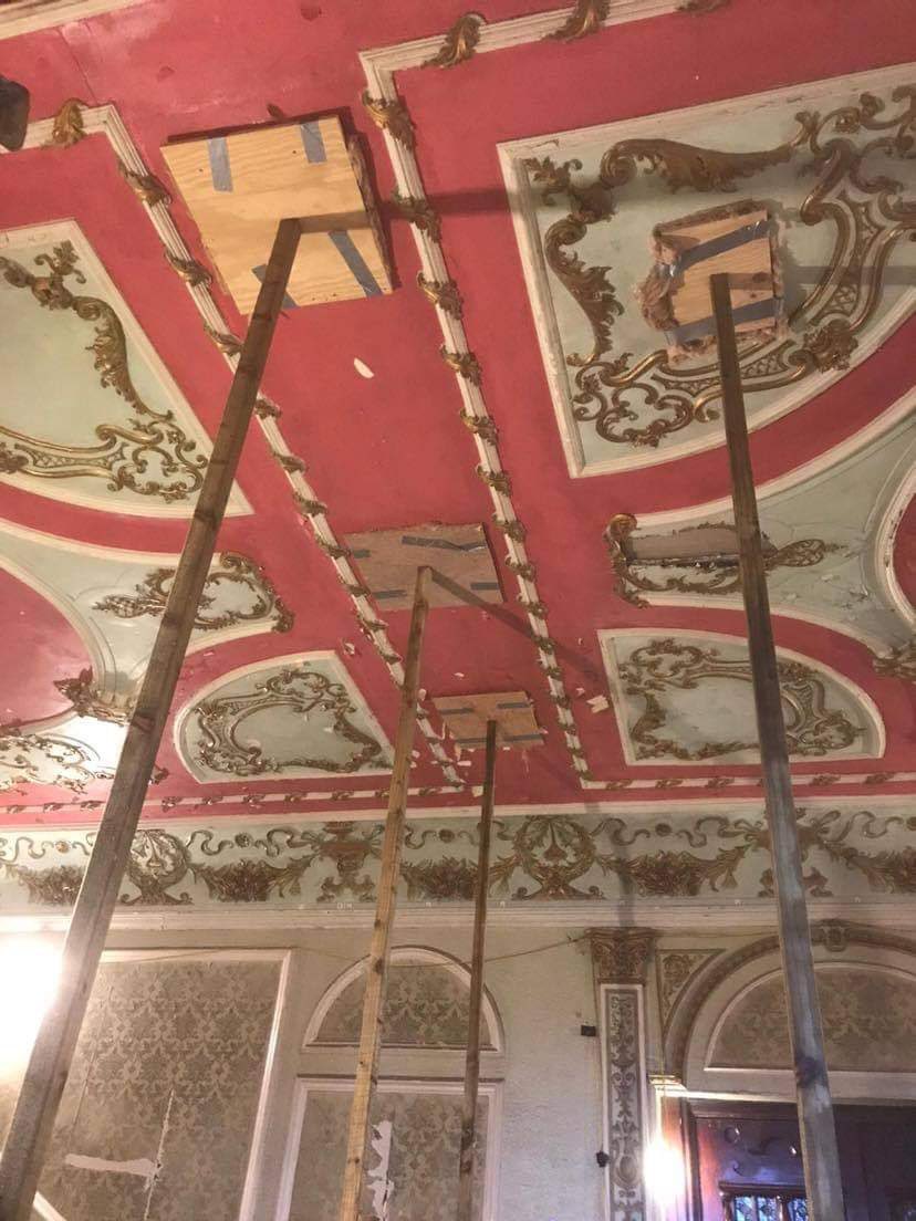 MorecambeWG's tweet photo. Securing and consolidating our Grand Circle staircase ceiling from below and above it. https://t.co/zZksUS0TMU