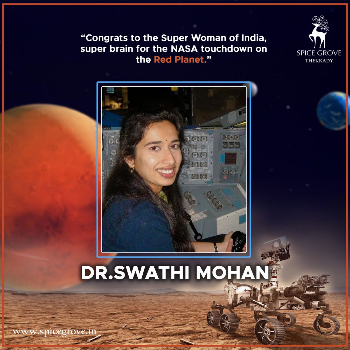 IamSpicegrove's tweet photo. Congrats to the super woman. Making the nation proud.
#NASA #Mars #marsrover #spaceexploration #aerospace #India https://t.co/cCfDmPkwcj