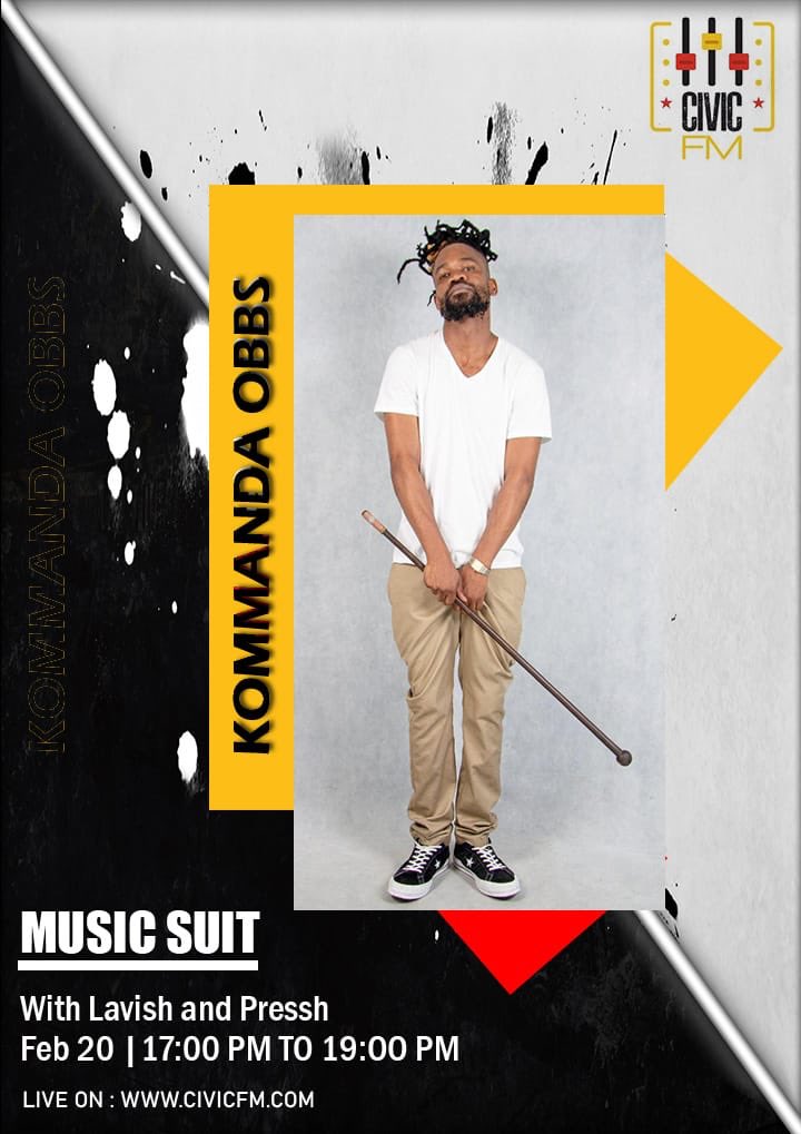 KommandaObbs's tweet photo. Catch me on @CivicFm this evening @#18h00 with #Lavish &amp; #Pressh on the #MusicSuite 🔔 https://t.co/4JPb04wI9B