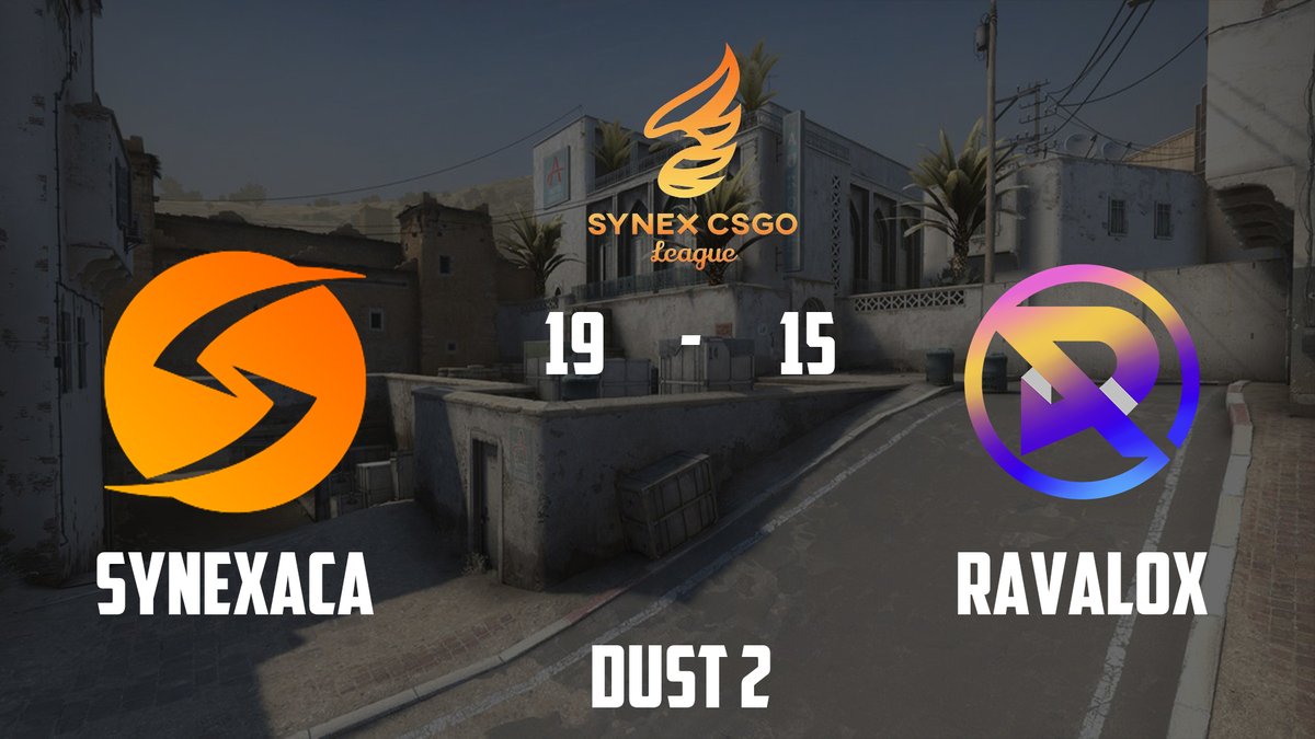 SynexLeague's tweet photo. GG #SynexAca qui remporte ce match 19-15 contre les @RavaloxEsport ✅

#SynexMasters #SynexLeague #CSGO https://t.co/UUTPbX1mx1