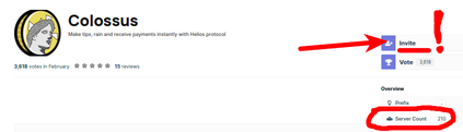 Stock999A's tweet photo. 210 #Discord server owners could not been wrong when choose a smart #Tips #Bot powered by #HeliosProtocol #HLS.
Would you like to become the next? You may invite #Colossus bot in one click, here:
https://t.co/LBbOZaD7mA https://t.co/vMAfdOMmSA