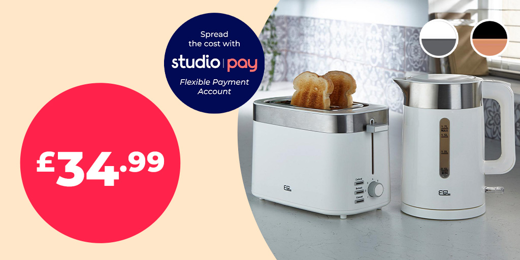 studio_co_uk's tweet photo. What's for breakfast? Our Vogue kettle and toaster set will add some style to your kitchen surfaces instantlyβ¦ Now ONLY Β£34.99!! https://t.co/e1Q45EePmq βπ
#SaturdayMorning #Kettle #Toaster #KitchenElectricals https://t.co/RwGsjYVO0c