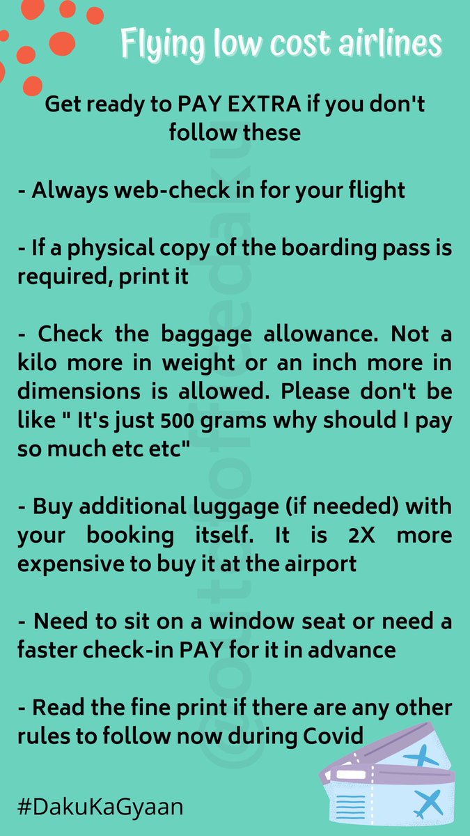 Wanna save money by flying with low cost airlines but skeptical because of so many negative reviews online

I have flown with quite a few of them with ease and saved money. Adhere to some basic things and you're good to go

Read | Share | Retweet 

#DakuKaGyaan #LowCostAirlines