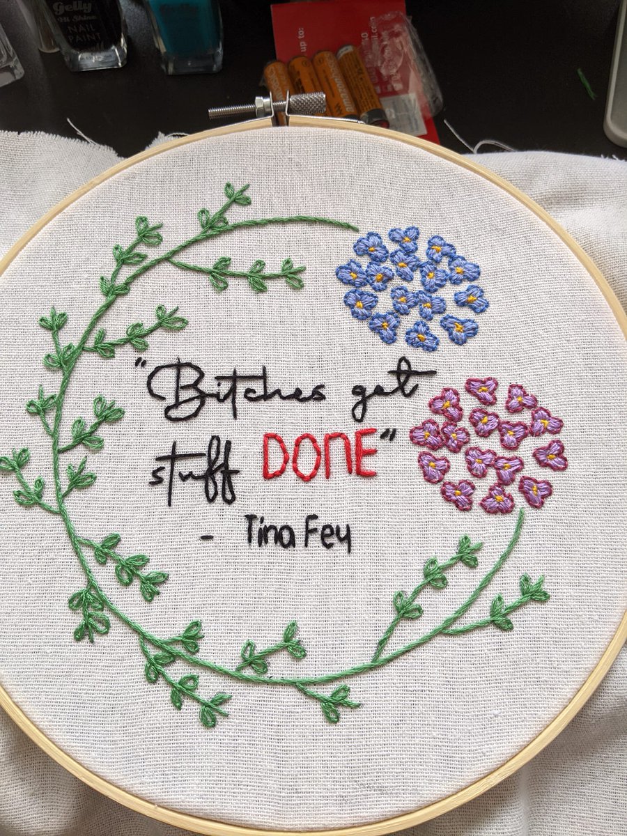 Frances_Bleach's tweet photo. I'm really enjoying learning a few new stitches (stem and daisy loop) and am pleased with the result of this one. Nice to use a bit of colour too. Now to plot the next one. #bitchesgetstuffdone #coping https://t.co/mPMnyCCzee