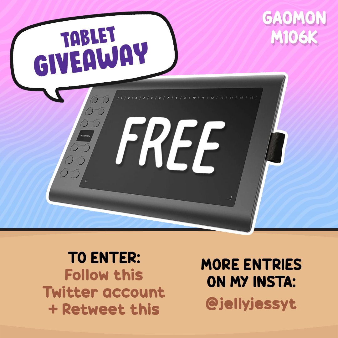 GIVEAWAY TIME! I am giving away THREE Gaomon tablets. Here's 3 ways to win them: 1. Follow my Twitter and re-tweet this post 2. Follow my Instagram and like the giveaway post 3. On Instagram, share the giveaway post to your story and tag me That's it! Good luck y'all 🥳