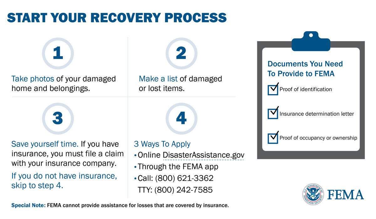 FEMARegion6's tweet photo. Texas: If you live in one of the 77 counties designated for Individual Assistance, here are steps to help you on your road to recovery.

If you live in another county, continue to report your damages to the state at: https://t.co/JarhTxtjMc https://t.co/tBqWMB7wwp
