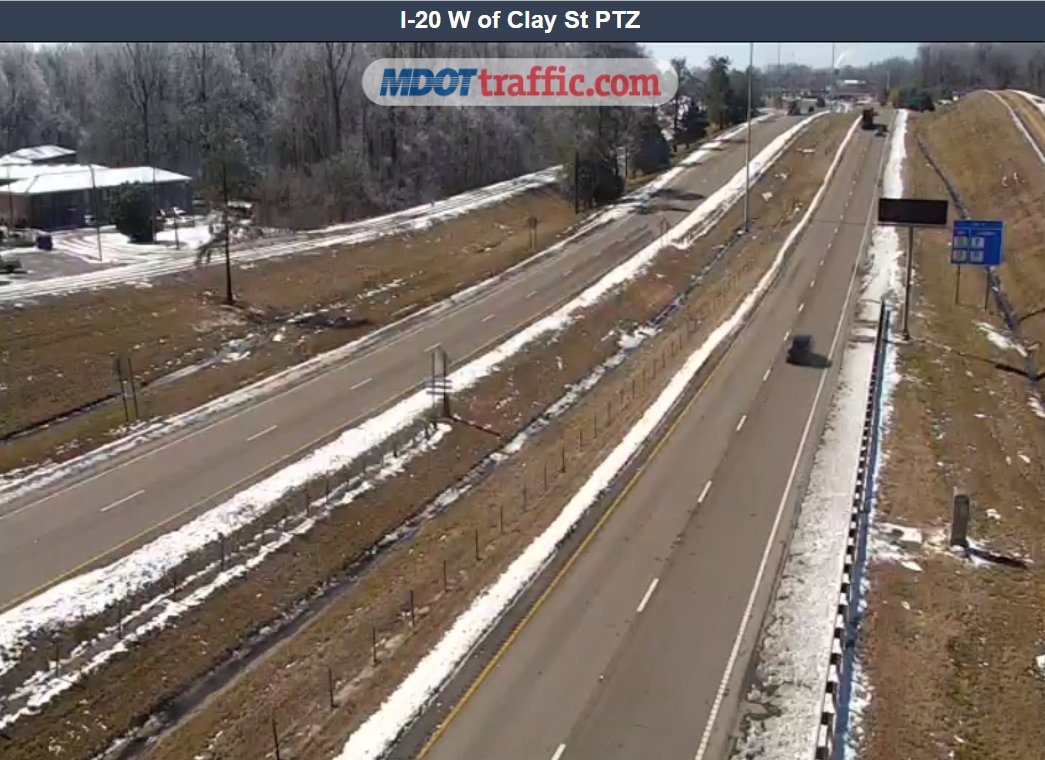 MississippiDOT's tweet photo. Road conditions are looking better aided by sunshine and rising temperatures. Many roads are clear, but there could still be icy patches in shaded areas. 

Use extreme caution and give yourself plenty of time to get to your destination and watch out for crews clearing the roads. https://t.co/5MVxDjMPuB