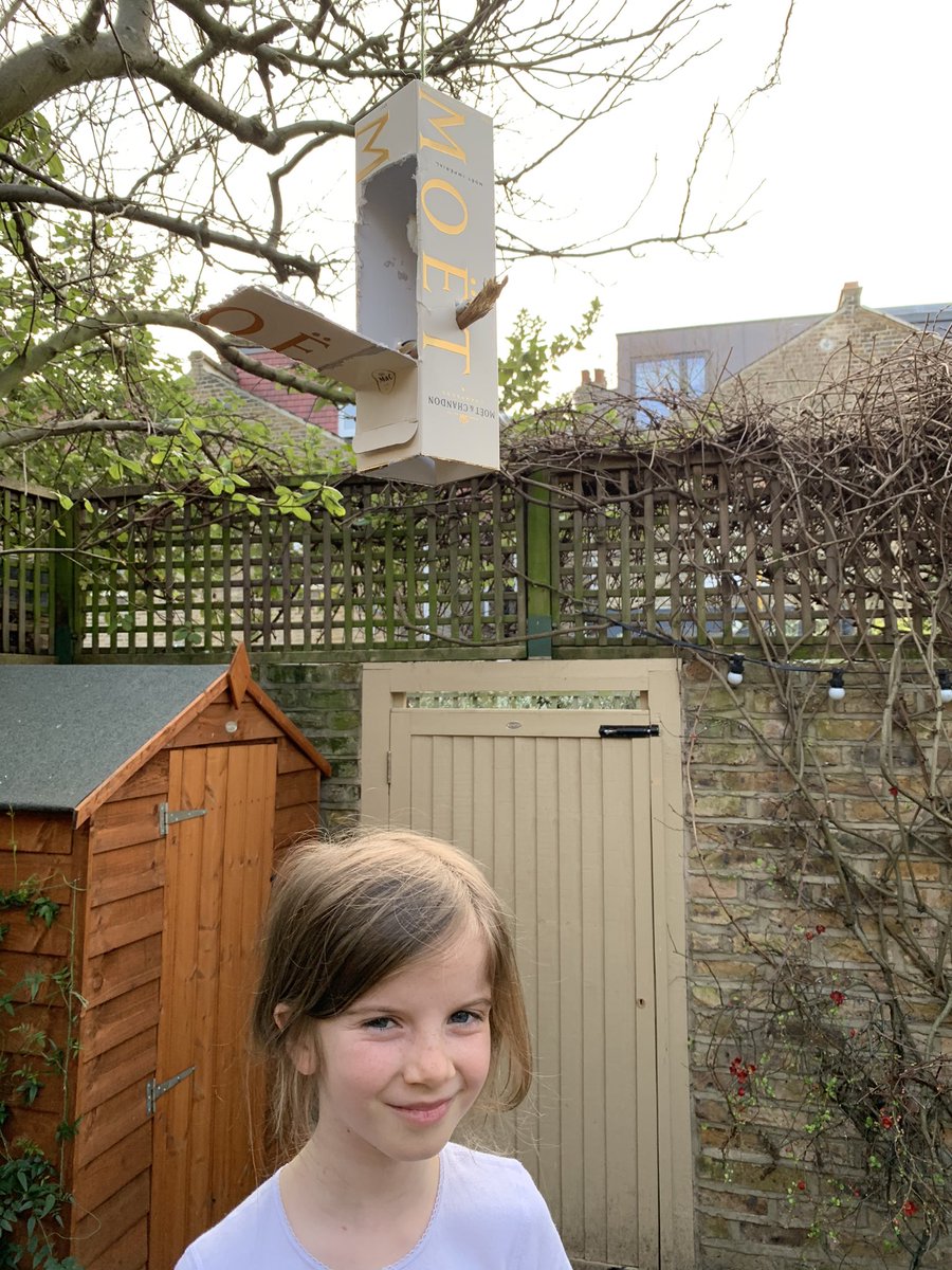 EdwardWelton's tweet photo. Millie has made her bird feeder/house along with nature village, including bug hotel and hedgehog house - all urban wildlife welcome (except foxes!)  @StStephensLBHF https://t.co/kKY4HYe3MW