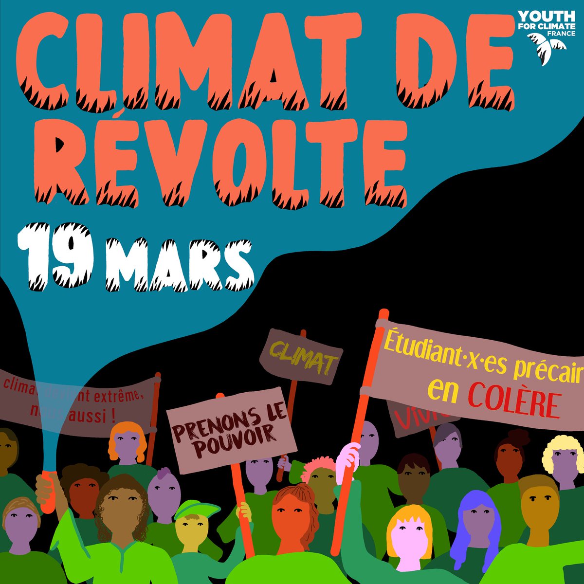 Youth4Climatefr's tweet photo. 📢 GROSSE ANNONCE

Le mouvement #YouthForClimate  et #FridaysforFuture appelle à la mobilisation le week-end des 19 et 20 mars. Selon le contexte sanitaire, marches, rassemblements et autres actions seront organisées par les groupes locaux YFC partout en France !

#19mars #20mars https://t.co/J2dxuVdmFF