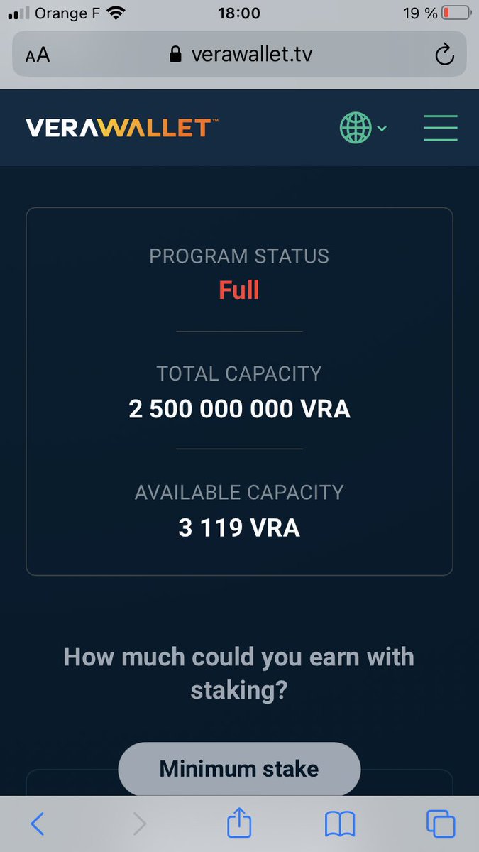 JulienR0y's tweet photo. $vra #staking program is approaching the full capacity :)🤟🏽 https://t.co/SHfwhPdrnL
