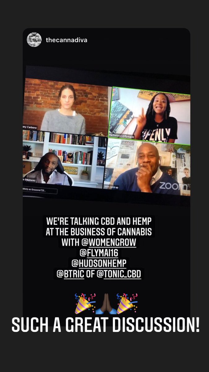 highaspora's tweet image. Shout out to the Women Grow // EBC Business of Cannabis Summit 2021!! Grateful to moderate a panel with John Gilstrap, Brittany Carbone and Dr. Oludare Odumosu for the dynamic discussion on creating CBD products!