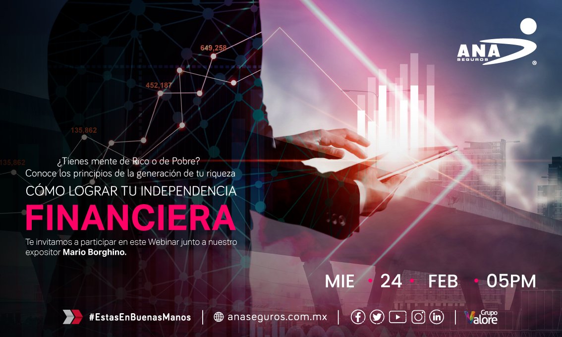 ANASeguros's tweet photo. Te invitamos a nuestro próximo webinar el día miércoles 24 de febrero a las 5pm con nuestro invitado Mario Borghino con el tema: CÓMO LOGRAR TU INDEPENDENCIA FINANCIERA. 

No olvides 
registrarte aquí 👇
https://t.co/VMdEONyELd

Cupo Limitado https://t.co/ifpoV8qi7G