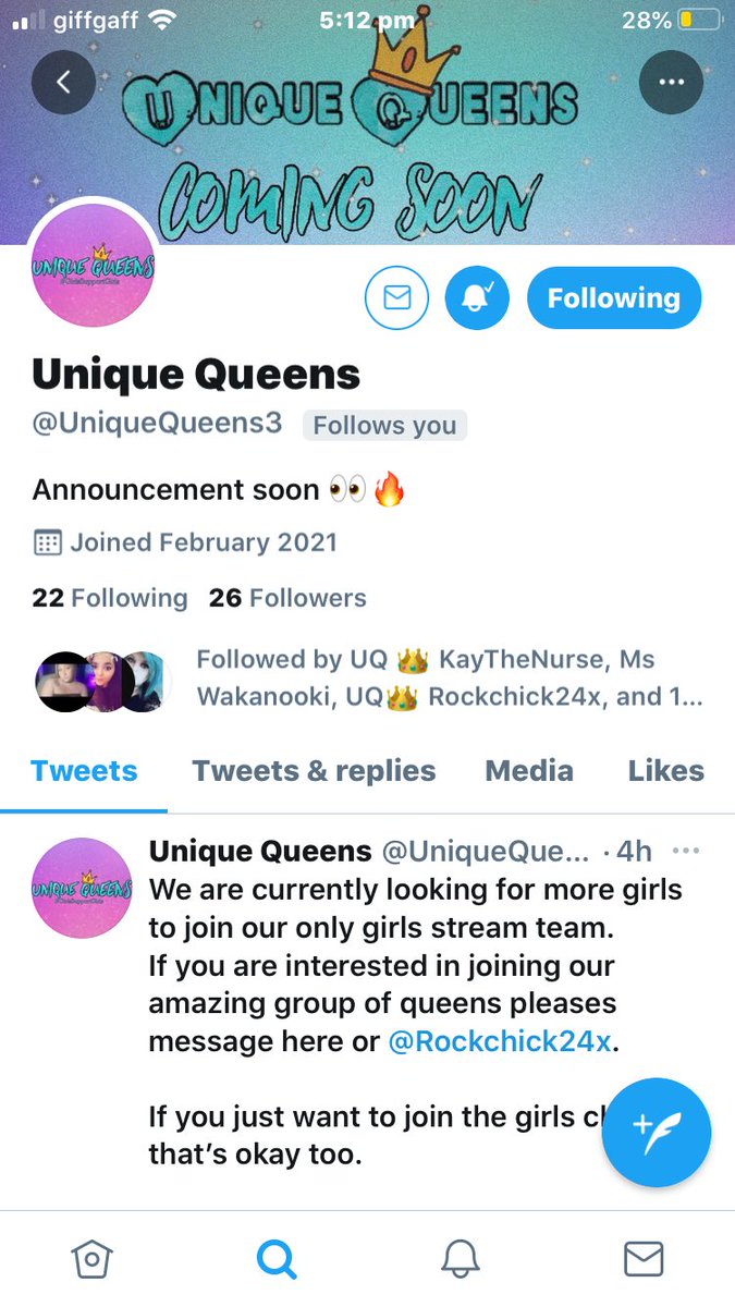 Squishy98_'s tweet image. CALLING OUT TO ALL LADIES!!
If anyone would like to be apart of @UniqueQueens3 then send myself or @Rockchick24x a message to let us know! 
It’s an ONLY GIRLS Group full of Queens 👑 

So let us know if you want to join! #GirlsSupportGirls #UniqueQueens