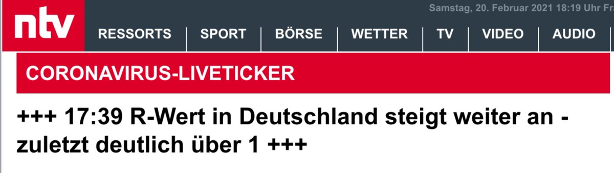Im März 2020 war der Grund für den #Lockdown der R-Wert, der abgelöst wurde von:
- Anzahl der Infizierten
- Inzidenzwert 50
- Auslastung der Intensivbetten
- Anzahl der Toten (mit und an Corona)
- Inzidenzwert 35

Jetzt ist er wieder da, der R-Wert. #Panikmache in  Medien. Juhu!