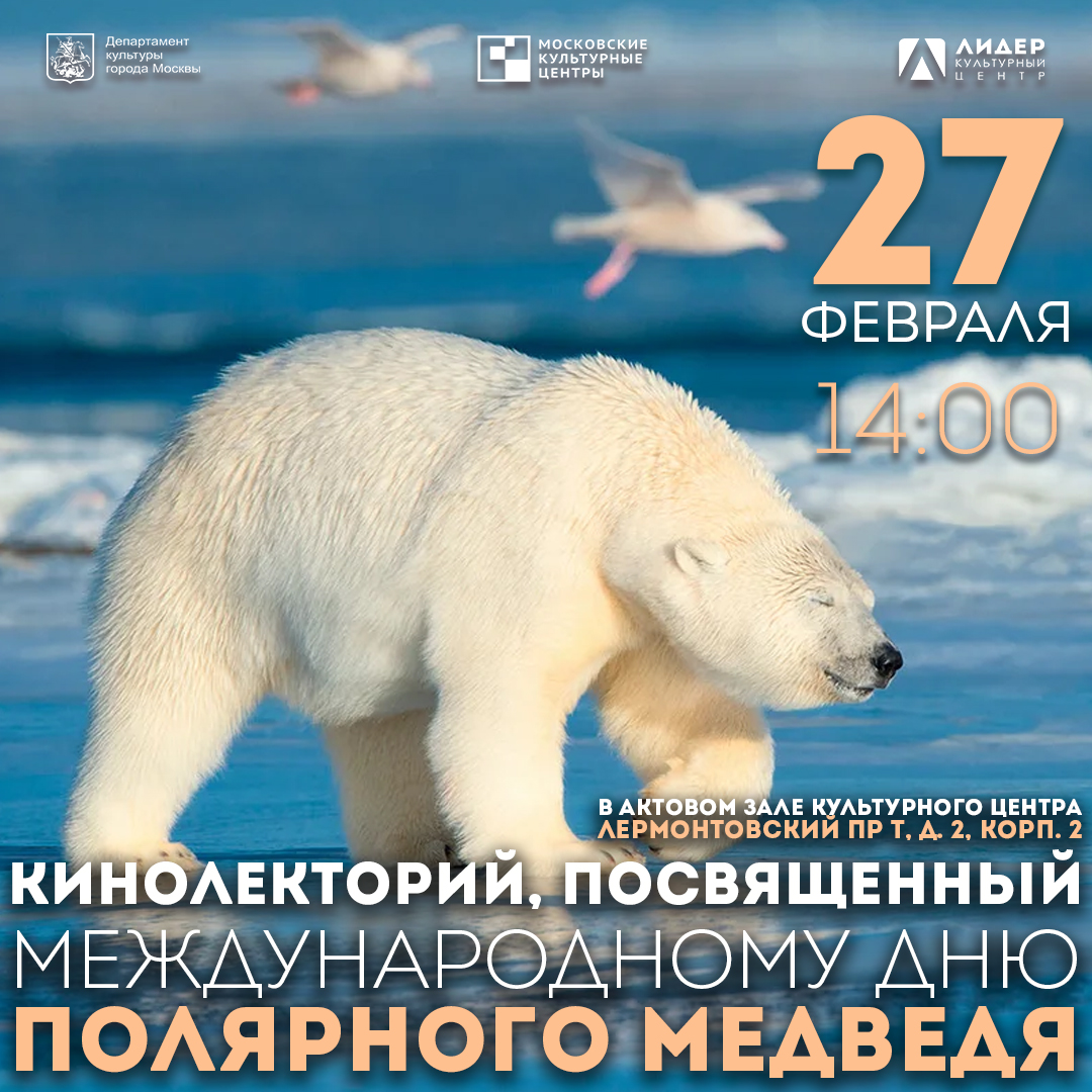 KcLider's tweet photo. 27 февраля в культурном центре "Лидер" состоится кинолекторий, посвященный Международному дню полярного медведя.💡

 ❗️Необходима регистрация:
https://t.co/MFElbrfrXs
https://t.co/Re34uKLuhK https://t.co/ql2k3AuGDB