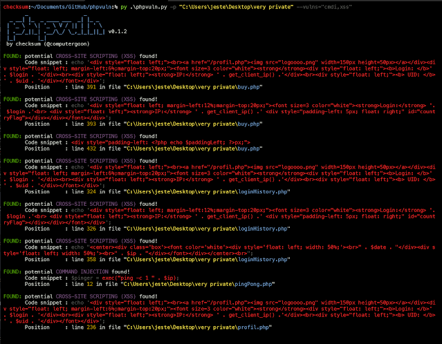 blueteamsec1's tweet image. Phpvuln - Audit Tool To Find Common Vulnerabilities In PHP Source Code dlvr.it/Rt6R5R #CrossSiteScripting #LocalFileInclusion #OWASP #Phpvuln