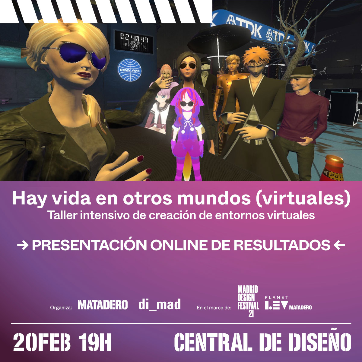 mataderomadrid's tweet photo. 📢Hoy a las 19h conéctate al streaming en abierto y conoce los resultados del taller 'Hay vida en otros mundos (virtuales)', en @di_mad de #mataderomadrid, en el marco de @MadridDesignF
➡https://t.co/rXvbawnQGf
#PlanetLEV #mundosvirtuales https://t.co/AQoAgCHCc1
