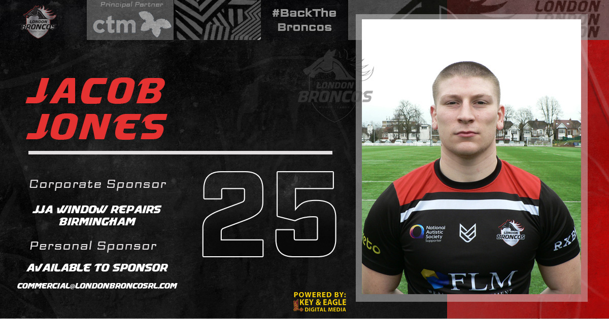 A recent Nominee for League 1 Young Player of the Year our Number 25 <a href="/JSJonesy11/">Jacob Jones</a> is one to keep an eye on for sure ⚫⚪🔴

Sponsored by Birmingham based JJA Window Repairs in 2021 but still available for a personal player sponsorship - commercial@londonbroncosrl.com