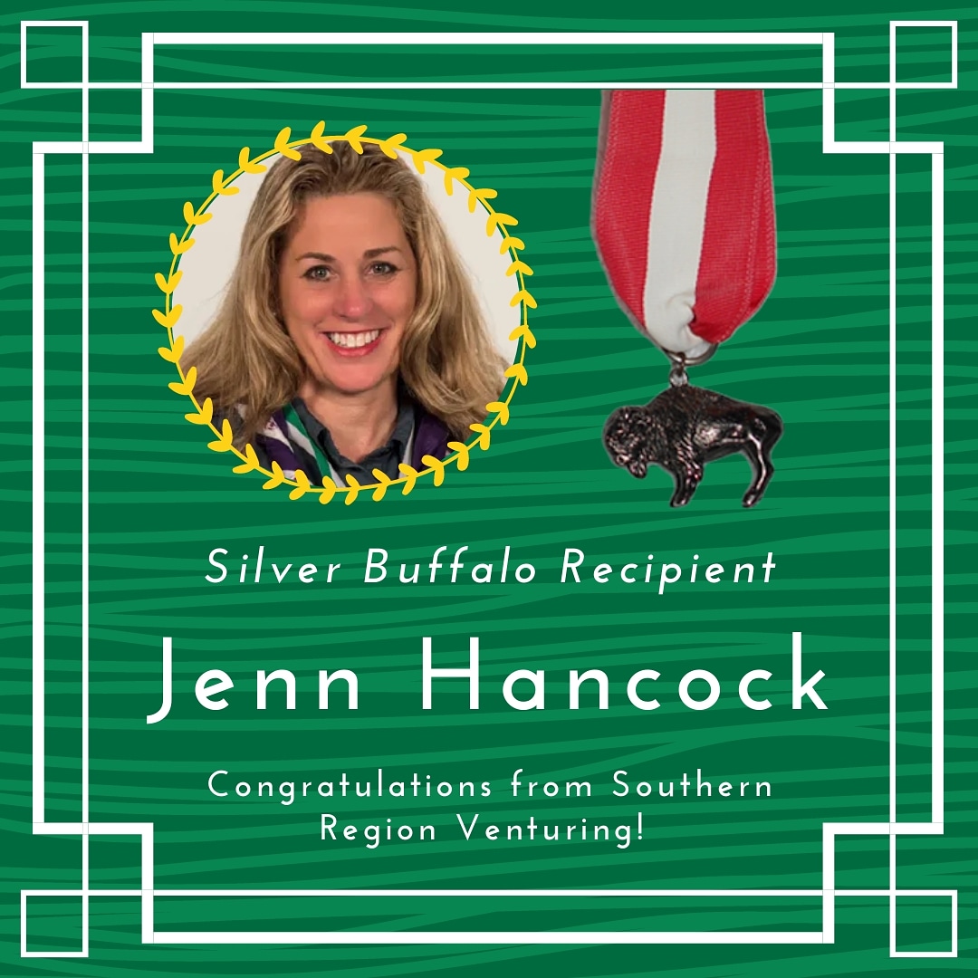 Congratulations to the Southern Region's very own Jenn Hancock on receiving her Silver Buffalo Award! Thank you for your service to Venturing and Scouting! 🥳