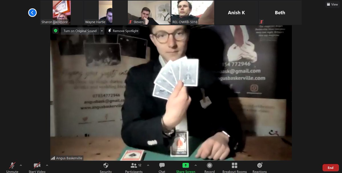 AngusBaskervil1's tweet photo. Performing at virtual events
#magician #lockdown #zoom #onlinebusiness #online #magic #virtualevent #birthdayparty #Covid19 #entertainment #events #lovemyjob #virtualparty #lockdownmagic #angusbaskervillemagic
https://t.co/gBHmog5PTw https://t.co/btrV8OG0nf
