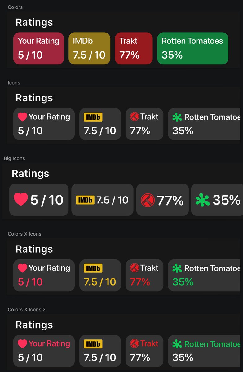 Trying to come up with a better layout for ratings in <a href="/Movie_App/">Cinema Time</a>. What do y'all think?