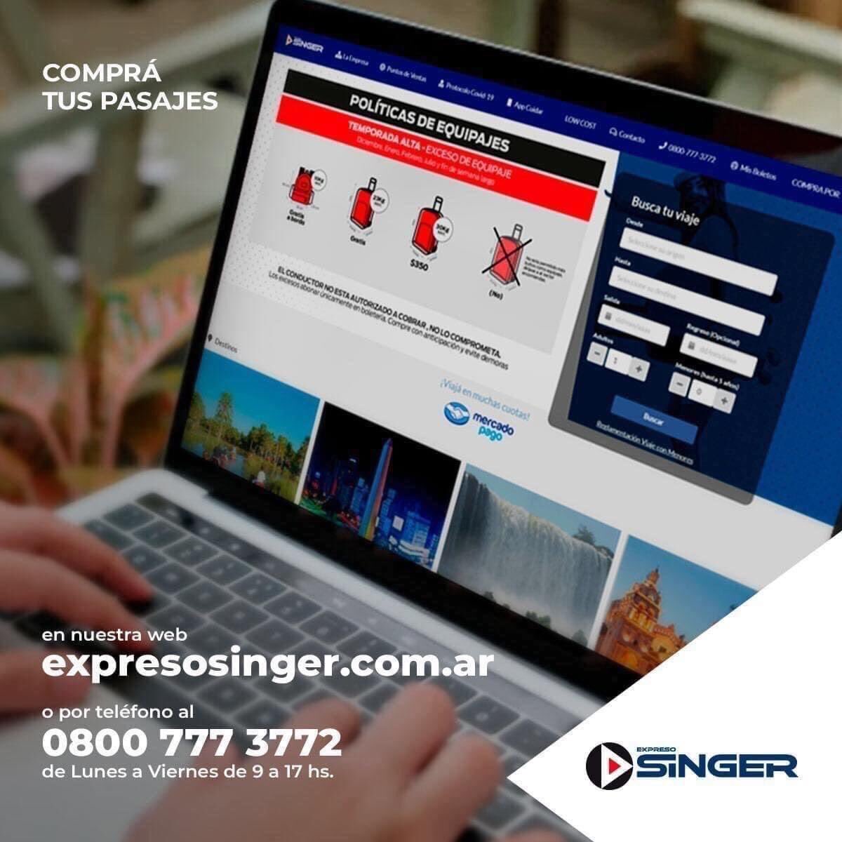 💻 Comprá tu pasaje ingresando a  
expresosinger.com.ar  o comunicándote al 0800-777-3772 📱
#ExpresoSinger #Volvimos