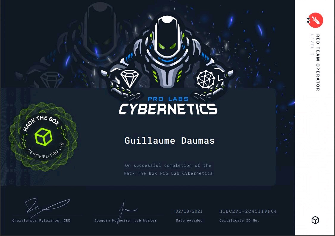 BlWasp_'s tweet image. That&apos;s it ! Cybernetics down, and first one to finish the new domain with my mate @FCaracal !
Insane lab, but really interesting ! Thanks @hackthebox_eu !

#HTB #prolabs #cybernetics