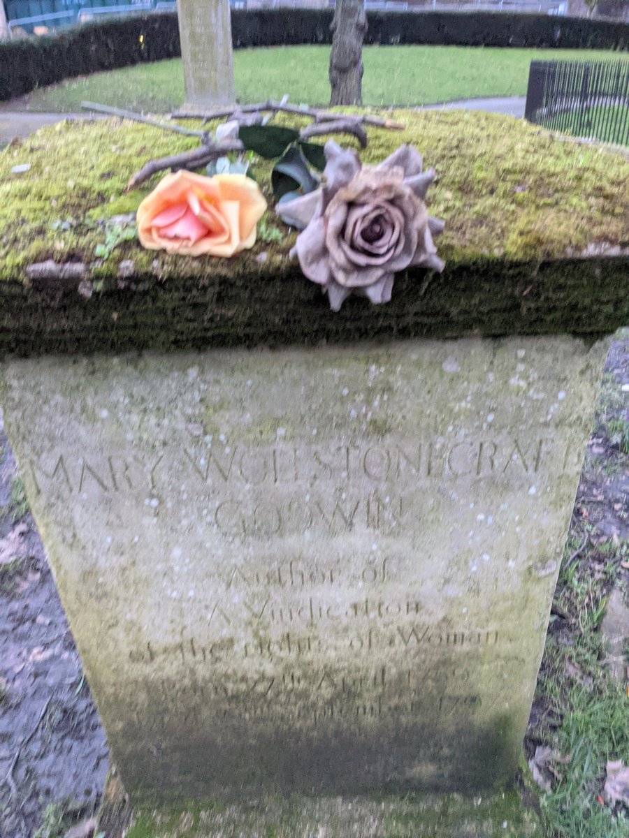 HistoryTown's tweet photo. Flowers on Mary Wollstonecraft in old St Pancras churchyard - still resonates today. The top choice of teenagers - 4 teams chose her in their designs on our #workexperience #radicalthinkers #somerstown #aspaceforusnow #artineverydaylifest #marywollstonecraft https://t.co/XHPOfhq5NH