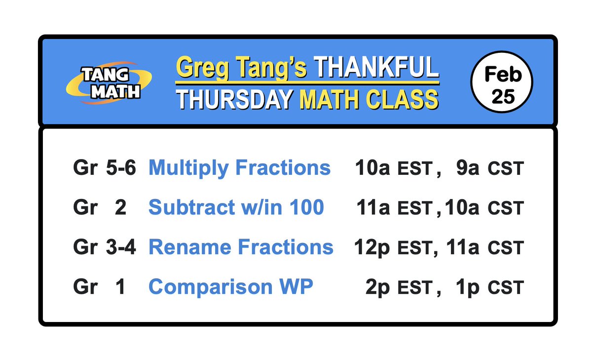 So many requests right now for FRACTIONS &amp; WORD PROBLEMS. And of course, subtraction with regrouping is always requested. I will be teaching key, pre-requisite skills for subtraction. Here's our schedule for the upcoming week. Join us!

docs.google.com/forms/d/e/1FAI…