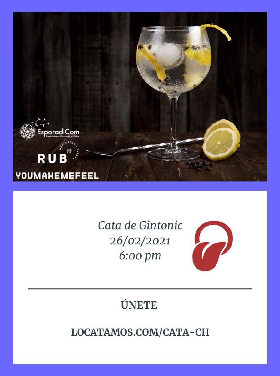 rubdiazm's tweet photo. 1era CATA de gin tonic🍸en Clubhouse👋🏻
✳️Nadia Nemer @EsporadiCom Cristina Reina @goico @TonyRham
🗓Viernes 26 Febrero
⏰5:55 PM
📍 @joinclubhouse
Join us
https://t.co/SyoUqIMyeb
#Clubhouse #ClubHouseApp #clubhouseenespañol #catadigital #cata #networking #EVENTOS #evento https://t.co/abK3MUurco