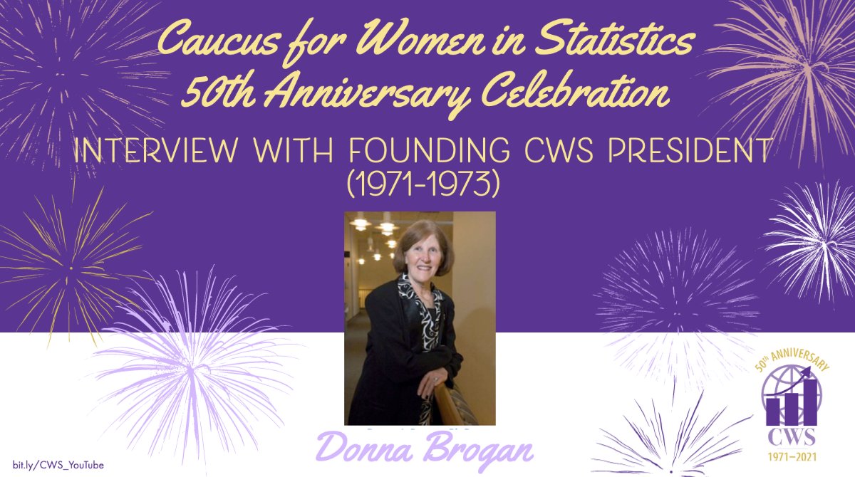 cwstat's tweet photo. Ever wonder how the Caucus for Women in Statistics was founded? Watch current CWS president @motomimori interview founding CWS president Donna Brogan to learn all about the history of CWS!
https://t.co/iWpJY0iaXR
#WomenInSTEM #CWStat50years https://t.co/k4Nqvj7J7e