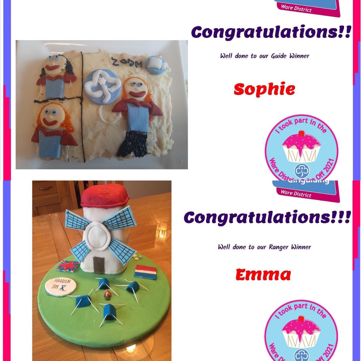 gguidingware's tweet photo. Well done to those who entered our Virtual District Bake off 2021. We had 77 entries across all the sections &amp; units. The judges found it very hard to judge as there were so many amazing bakes. However after much deliberating we have our winners. @gguidinganglia  @Girlguiding https://t.co/y04p6rpV6K