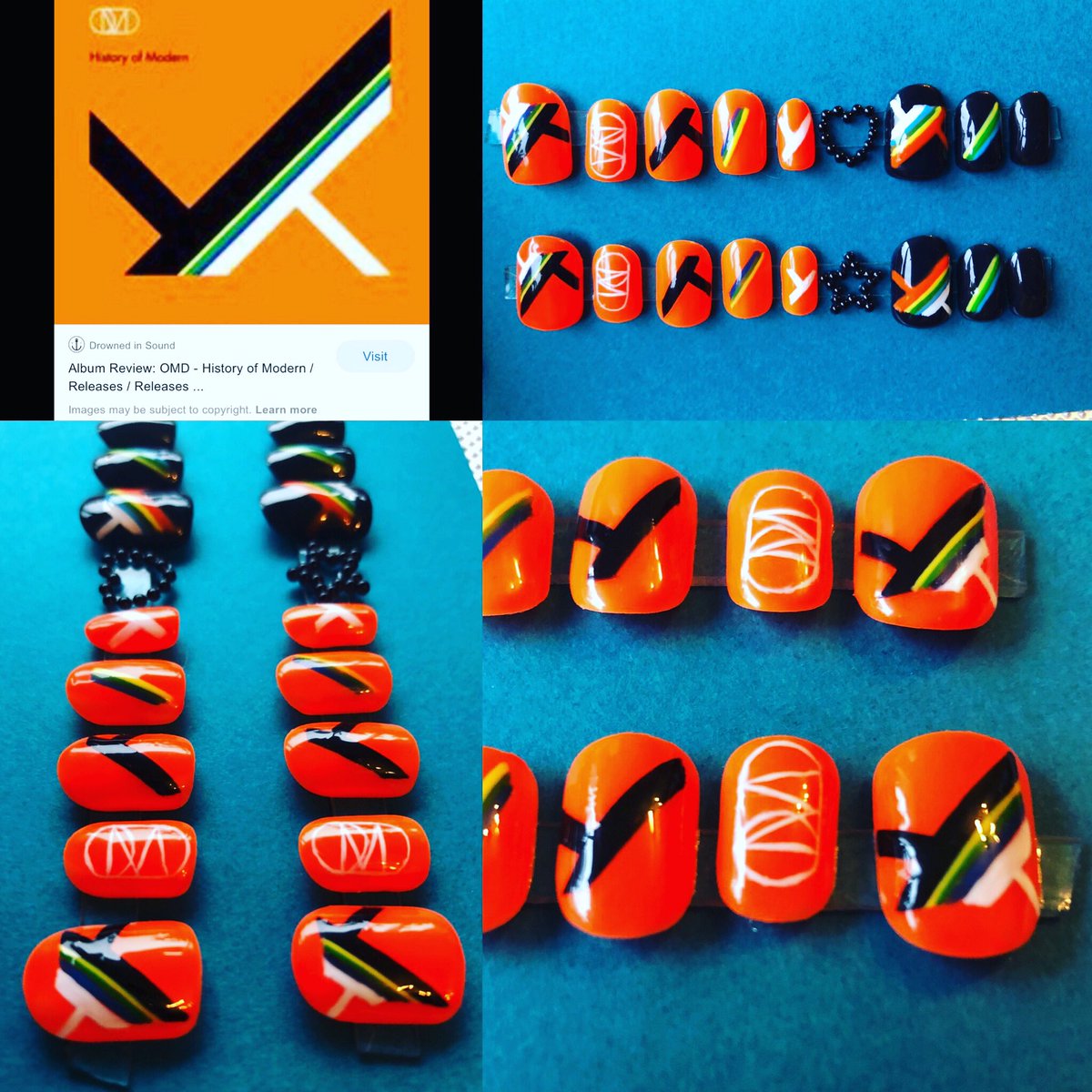 SMHMobMassage's tweet photo. Next #omd nails from the #albumcover #album is .... #historyofmodern @OfficialOMD 
Again these were ordered and made based on just the album cover x #bespoke #omd #orchestralmanoeuvresinthedark #pressonnails #nailsoftheday #nailsofinstagram #nailsonfleek #activesquarenails #neon https://t.co/rTGCp8yqOC