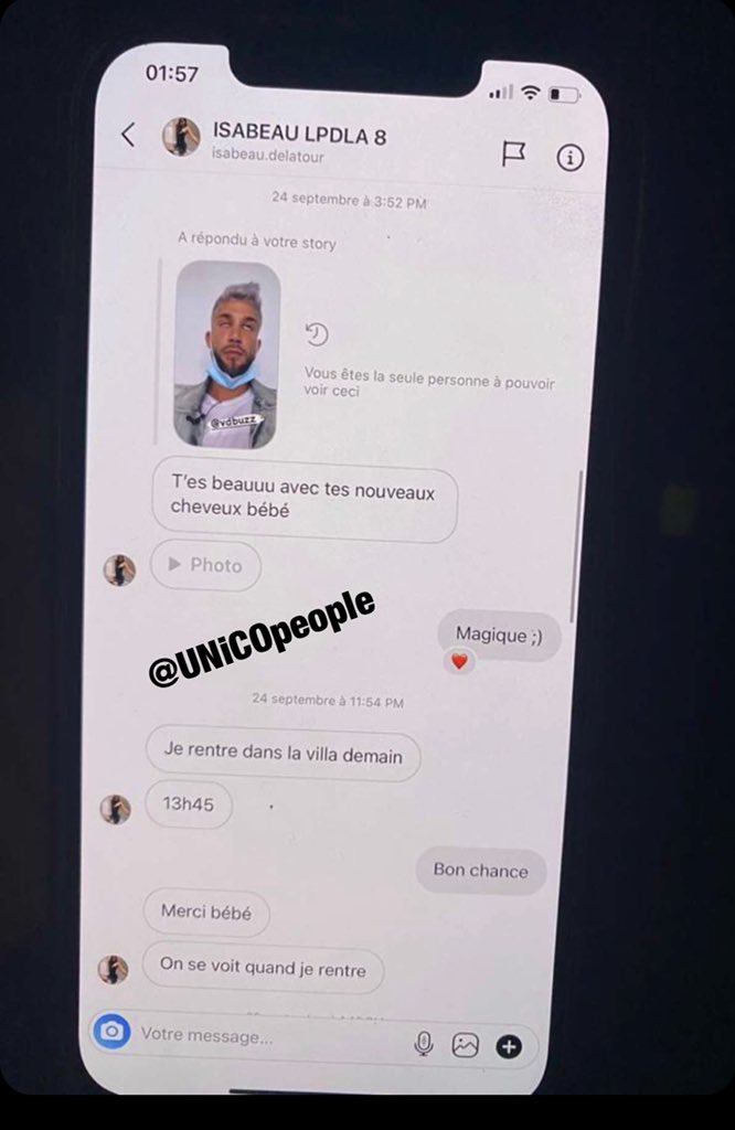 UNiCOpeople's tweet photo. ⚡️La conversation entre Isabeau et Paga qui vient confirmer les propos de Marvin sur une possible liaison !

Vous en pensez quoi ?

Follow @UNiCOpeople pour + de scoops sur la #TVRealite 

#LPDLA8 #LMAD #lpda8 #LPDL8 #lesmarseillais https://t.co/W2qG7aim3x