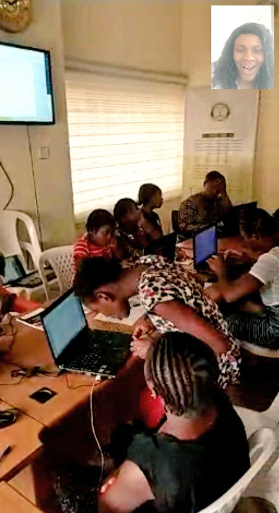 MsChimezie's tweet photo. This is among my best birthday gifts today. From Bochum in Germany, I joined live to watch the 15 vulnerable kids that are beneficiaries of @nwuliareads  #MobileTechKids program in Abuja, Nigeria,  practise their digital knowledge.

NB: Kindly gift them more laptops for practice. https://t.co/DpP4PKeRX9