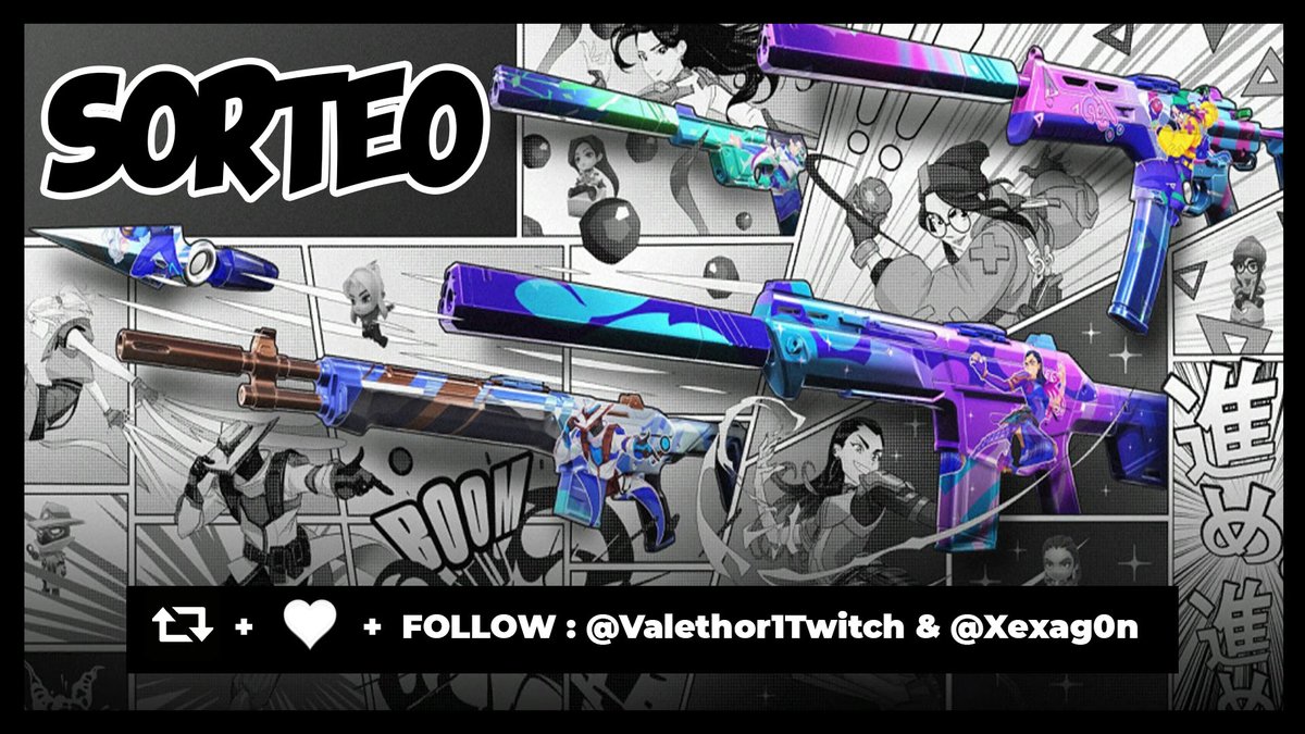 🔫SORTEO PACK DE SKINS GO! VOLUME 1 DE <a href="/VALORANTes/">VALORANT</a> 🔫

🔴Follow <a href="/Xexag0n/">Xexa</a> y <a href="/Valethor1Twitch/">𝑽𝒂𝒍𝒆𝒕𝒉𝒐𝒓</a> 
🔴RT y FAV a este tweet
🔴Menciona 2 Persona

📅 El sorteo acaba 1 día antes de que desaparezca de la tienda.
Daremos el ganador en directo. Suerte! ❤️