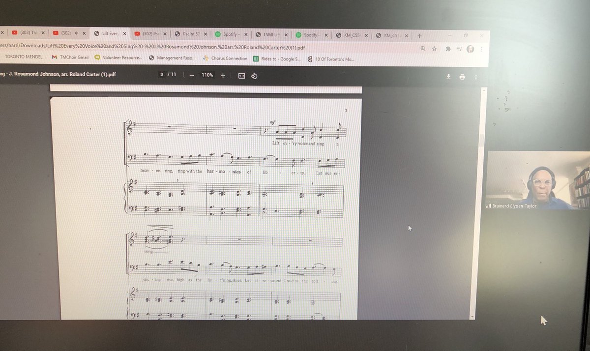 TMChoir's tweet photo. Started off our first online #singsationsaturday with Lift Every Voice and Sing - the Black National Anthem - with conductor @BrainerdBT #blackhistory #choral #singfromhome #choralworkshop https://t.co/SZiwJjUaNz